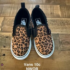 Vans Kids Brown Leopard Slip-On Sneakers